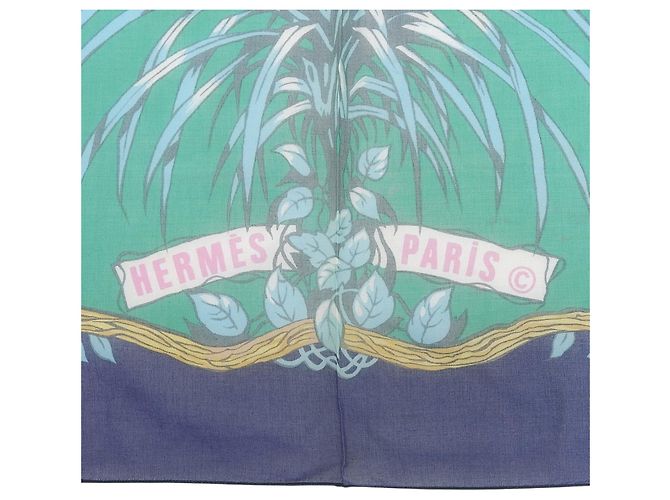 Stola in cotone vintage Hermès Jungle Love Multicolore - vista 8