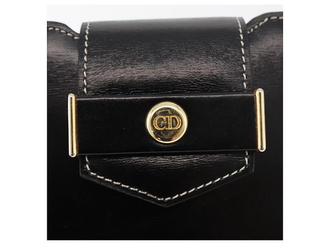 Borsa a Spalla Christian Dior in Pelle Nera e Oro Auth ka3883 Nero D'oro - vista 17