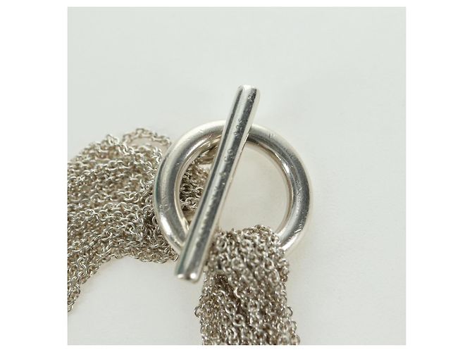 Autre Marque Bracciale a catena con chiusura toggle a cuore aperto 10 righe TIFFANY&Co. in argento Ag925 Auth am11311M - vista 10