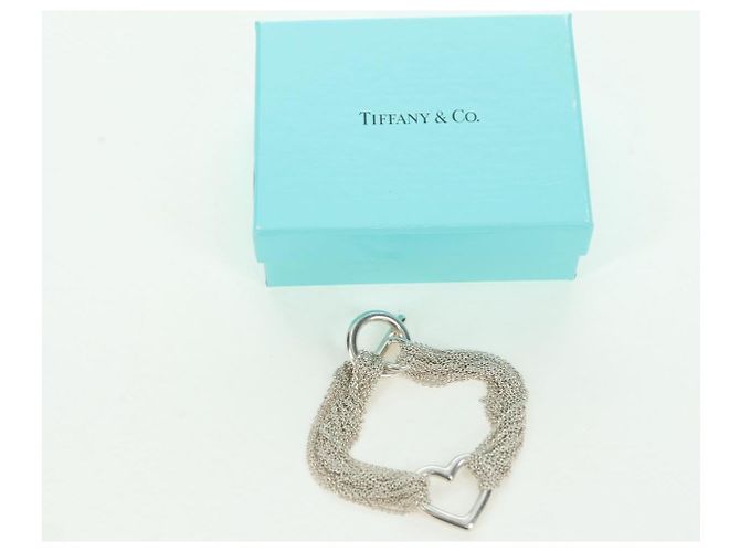 Autre Marque Bracciale a catena con chiusura toggle a cuore aperto 10 righe TIFFANY&Co. in argento Ag925 Auth am11311M - vista 12