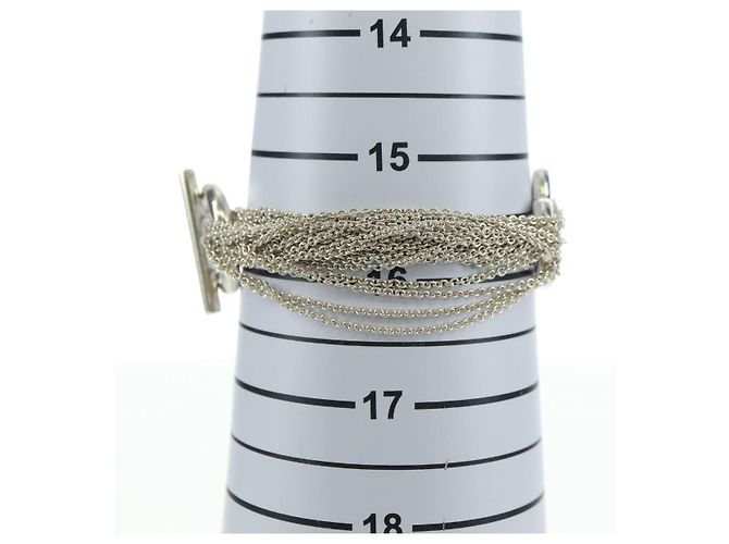 Autre Marque Bracciale a catena con chiusura toggle a cuore aperto 10 righe TIFFANY&Co. in argento Ag925 Auth am11311M - vista 13