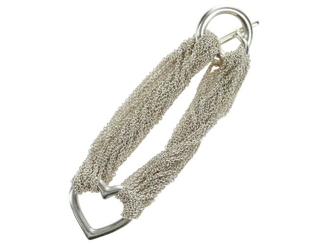 Autre Marque Bracciale a catena con chiusura toggle a cuore aperto 10 righe TIFFANY&Co. in argento Ag925 Auth am11311M - vista 2