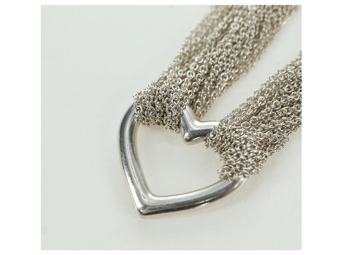 Autre Marque Bracciale a catena con chiusura toggle a cuore aperto 10 righe TIFFANY&Co. in argento Ag925 Auth am11311M - vista 3