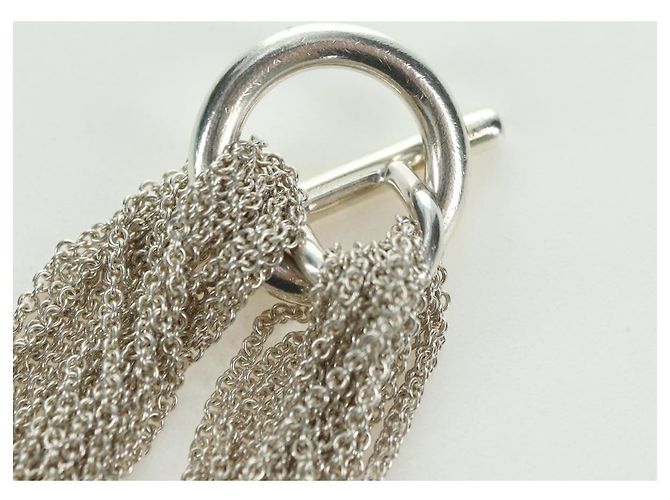 Autre Marque Bracciale a catena con chiusura toggle a cuore aperto 10 righe TIFFANY&Co. in argento Ag925 Auth am11311M - vista 5