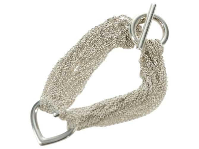 Autre Marque Bracciale a catena con chiusura toggle a cuore aperto 10 righe TIFFANY&Co. in argento Ag925 Auth am11311M - vista 6