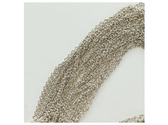 Autre Marque Bracciale a catena con chiusura toggle a cuore aperto 10 righe TIFFANY&Co. in argento Ag925 Auth am11311M - vista 9