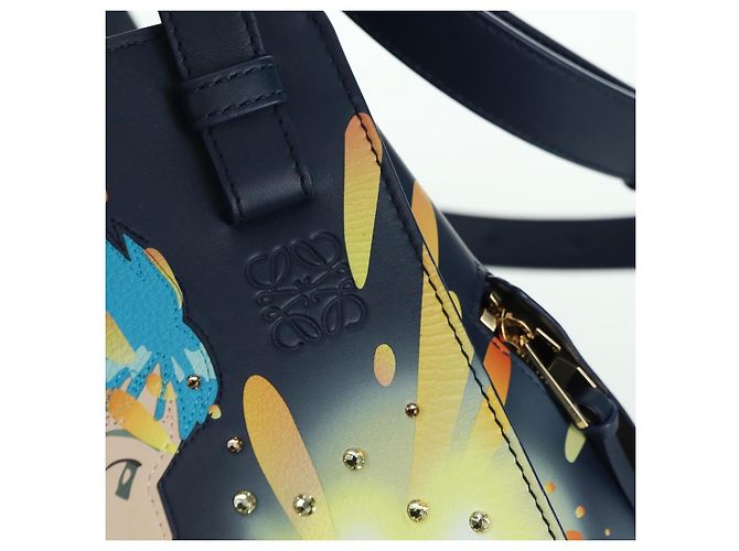 LOEWE Ghibli Collaborazione Hammock Piccola Borsa in Pelle Blu Navy Auth yk20214SM - vista 20