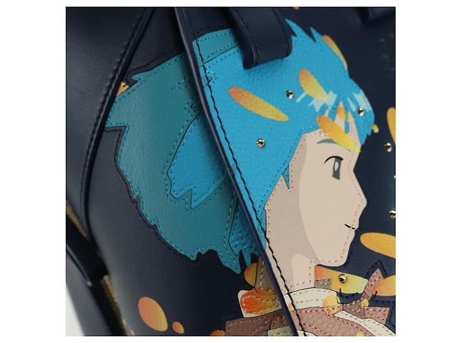LOEWE Ghibli Collaborazione Hammock Piccola Borsa in Pelle Blu Navy Auth yk20214SM - vista 22