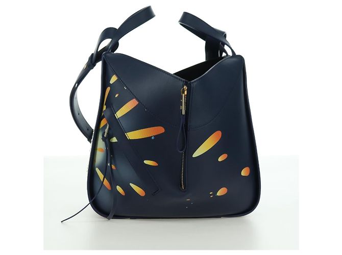 LOEWE Ghibli Collaborazione Hammock Piccola Borsa in Pelle Blu Navy Auth yk20214SM - vista 3