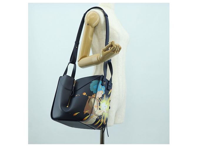 LOEWE Ghibli Collaborazione Hammock Piccola Borsa in Pelle Blu Navy Auth yk20214SM - vista 31