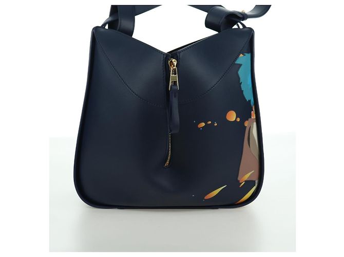 LOEWE Ghibli Collaborazione Hammock Piccola Borsa in Pelle Blu Navy Auth yk20214SM - vista 4