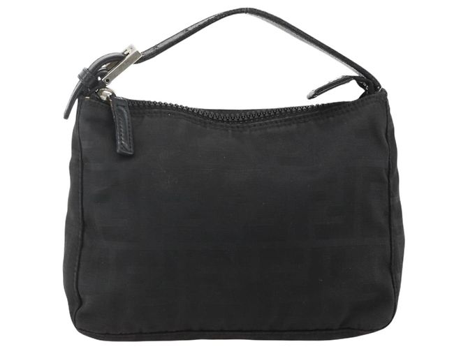 FENDI Zucca Canvas Handtasche aus Nylon Schwarz Silber Authentisch 175178 - Ansicht 13