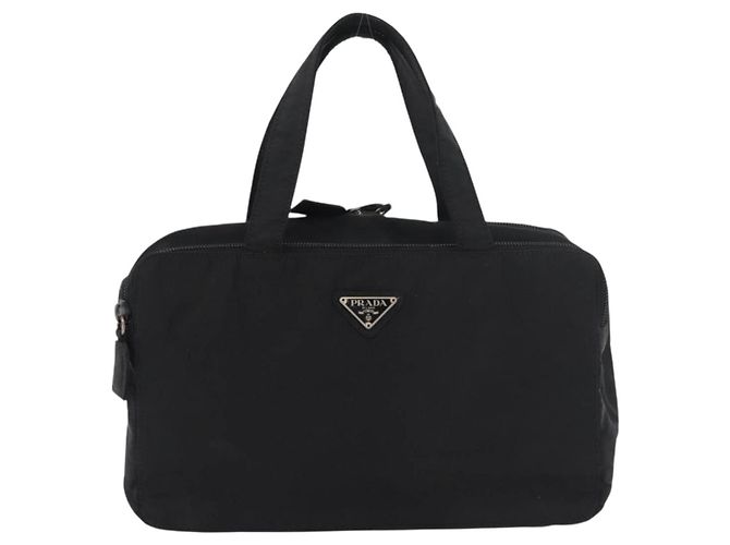 PRADA Borsa a mano in nylon nero argento Auth 175269 - vista 13