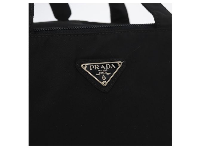 PRADA Borsa a mano in nylon nero argento Auth 175269 - vista 17