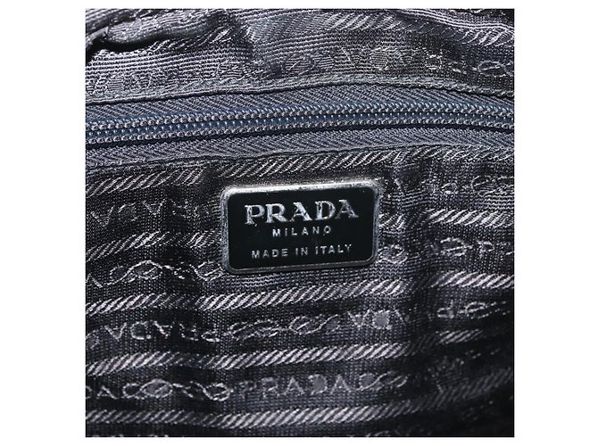 PRADA Borsa a mano in nylon nero argento Auth 175269 - vista 18