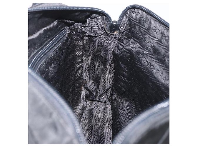 PRADA Borsa a mano in nylon nero argento Auth 175269 - vista 19