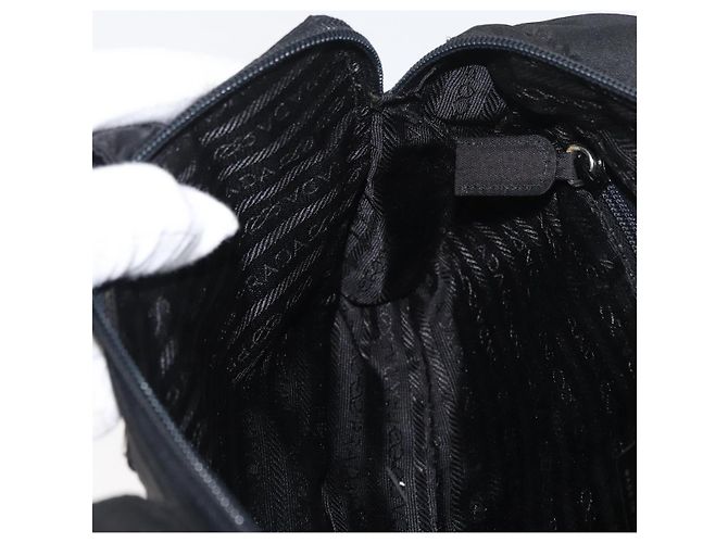 PRADA Borsa a mano in nylon nero argento Auth 175269 - vista 20