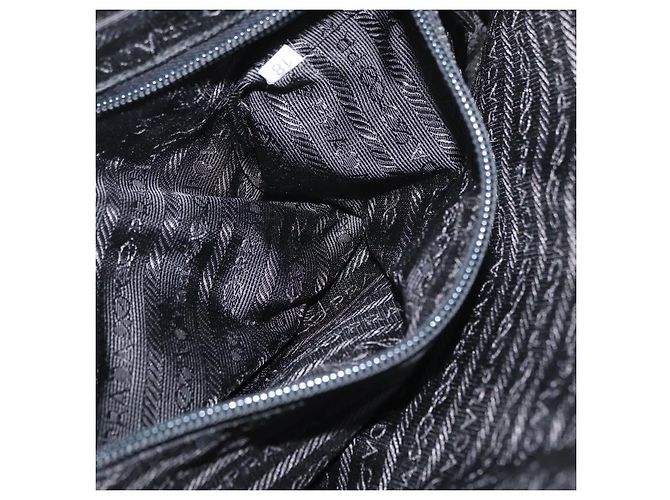 PRADA Borsa a mano in nylon nero argento Auth 175269 - vista 27