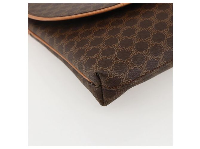 Céline Borsa in tela Macadam Celine con motivo carrozza in PVC pelle marrone oro Auth 175596A - vista 14