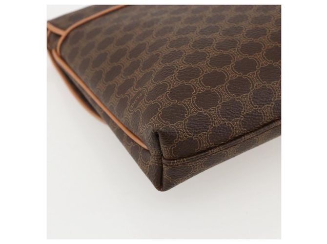 Céline Borsa in tela Macadam Celine con motivo carrozza in PVC pelle marrone oro Auth 175596A - vista 16