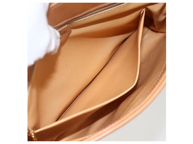 Céline Borsa in tela Macadam Celine con motivo carrozza in PVC pelle marrone oro Auth 175596A - vista 23