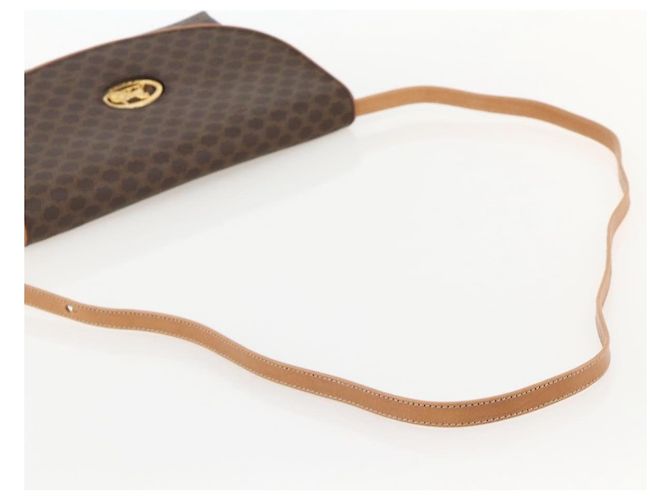 Céline Borsa in tela Macadam Celine con motivo carrozza in PVC pelle marrone oro Auth 175596A - vista 7
