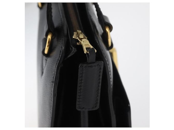 Céline Borsa a mano CELINE in pelle nera e oro Auth ka3921 Nero D'oro - vista 10