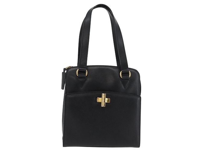 Céline Borsa a mano CELINE in pelle nera e oro Auth ka3921 Nero D'oro - vista 13