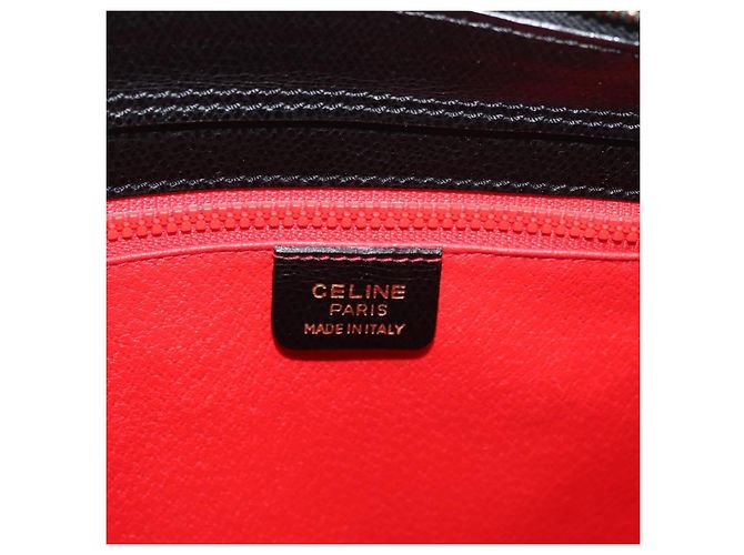 Céline Borsa a mano CELINE in pelle nera e oro Auth ka3921 Nero D'oro - vista 18