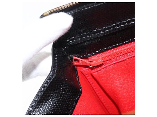 Céline Borsa a mano CELINE in pelle nera e oro Auth ka3921 Nero D'oro - vista 21