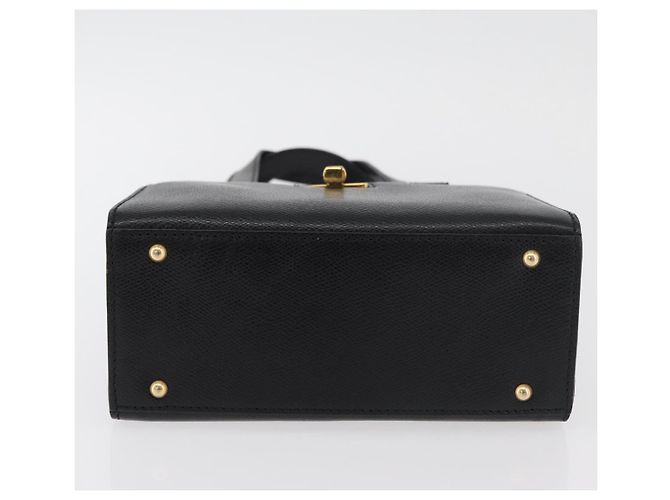 Céline Borsa a mano CELINE in pelle nera e oro Auth ka3921 Nero D'oro - vista 5