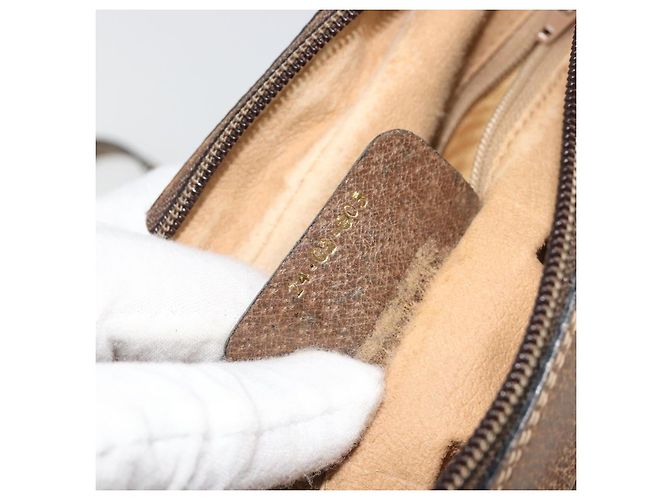 Gucci Borsa a Spalla GG Supreme PVC Beige Oro 24 02 005 Auth BA12105 D'oro - vista 12
