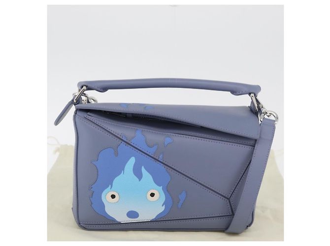 LOEWE - Borsa Puzzle Ghibli Castello Errante di Howl Calcifer 2way Blu Auth 158612SM Argento Blu chiaro - vista 12
