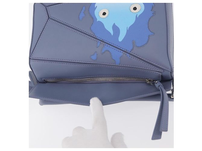 LOEWE - Borsa Puzzle Ghibli Castello Errante di Howl Calcifer 2way Blu Auth 158612SM Argento Blu chiaro - vista 14