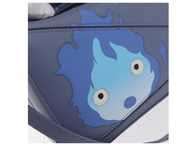 LOEWE - Borsa Puzzle Ghibli Castello Errante di Howl Calcifer 2way Blu Auth 158612SM Argento Blu chiaro - vista 22