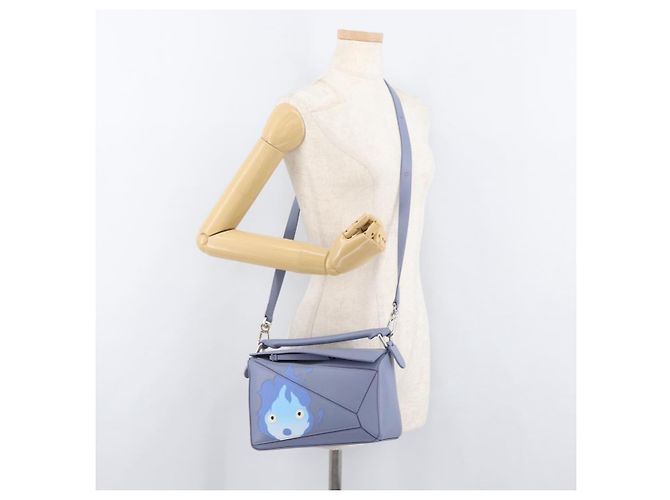 LOEWE - Borsa Puzzle Ghibli Castello Errante di Howl Calcifer 2way Blu Auth 158612SM Argento Blu chiaro - vista 29