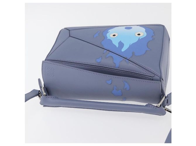 LOEWE - Borsa Puzzle Ghibli Castello Errante di Howl Calcifer 2way Blu Auth 158612SM Argento Blu chiaro - vista 6