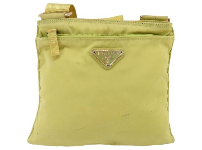 PRADA Schultertasche Nylon Gelb Silber Authentisch 175707 - Ansicht 13