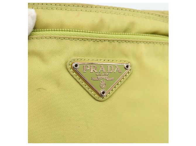 PRADA Schultertasche Nylon Gelb Silber Authentisch 175707 - Ansicht 17