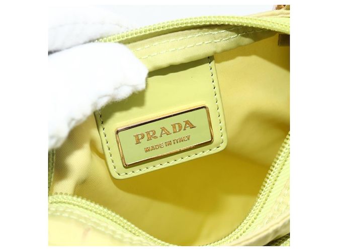 PRADA Schultertasche Nylon Gelb Silber Authentisch 175707 - Ansicht 19