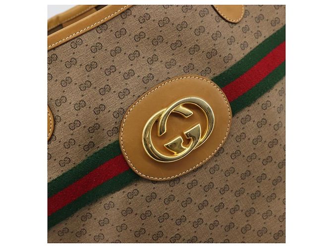 Borsa Sherry Line in PVC Beige Micro GG Supreme Web di GUCCI 002 904 0131 Auth 175744 D'oro - vista 17
