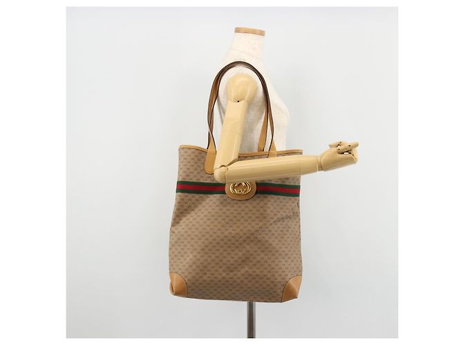 Borsa Sherry Line in PVC Beige Micro GG Supreme Web di GUCCI 002 904 0131 Auth 175744 D'oro - vista 20