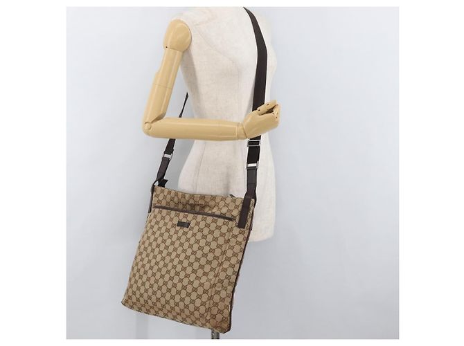 Borsa a Spalla GG Canvas Gucci Beige Argento 122791 Auth ka4032 - vista 25
