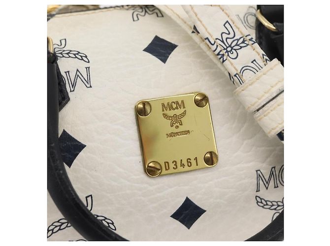 Borsa MCM Vicetos Logogram in pelle PVC 2 in 1 bianco oro Auth 176581 D'oro - vista 12