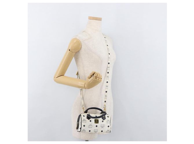 Borsa MCM Vicetos Logogram in pelle PVC 2 in 1 bianco oro Auth 176581 D'oro - vista 22