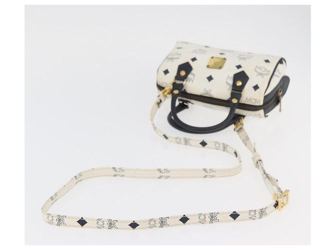 Borsa MCM Vicetos Logogram in pelle PVC 2 in 1 bianco oro Auth 176581 D'oro - vista 9