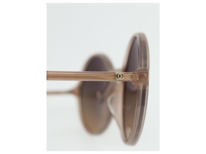 Gafas de sol CHANEL COCO Mark de plástico Beige CC Auth 176077A - vista 4