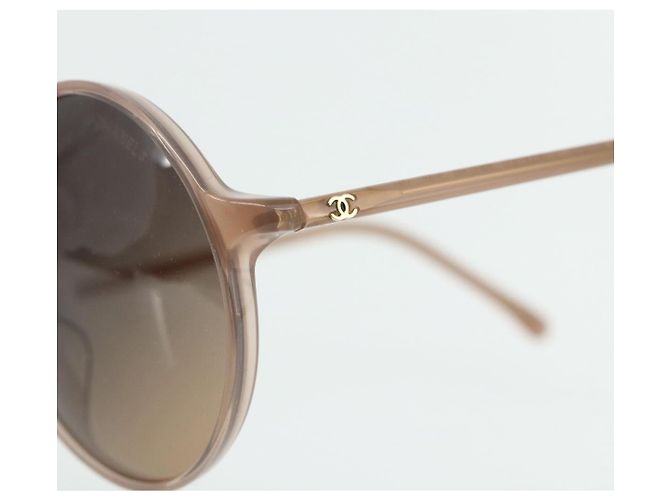 Gafas de sol CHANEL COCO Mark de plástico Beige CC Auth 176077A - vista 6