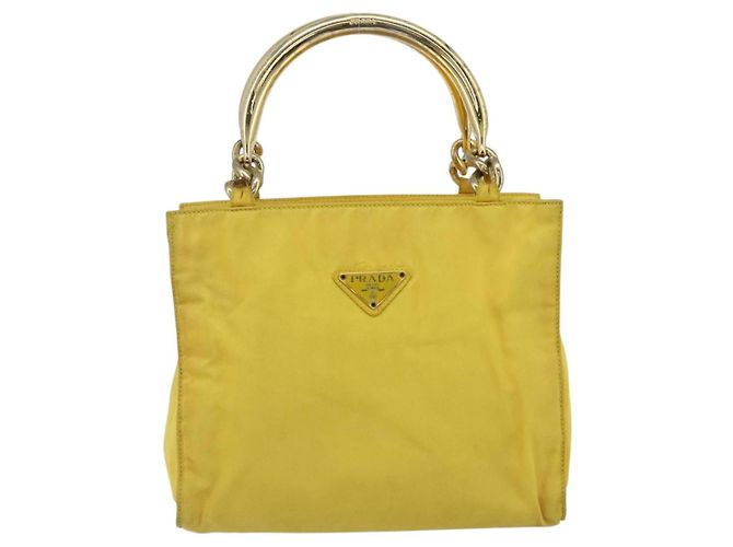 PRADA Borsa a mano in nylon giallo oro Auth 175197 D'oro - vista 13