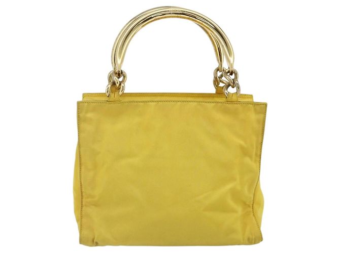 PRADA Borsa a mano in nylon giallo oro Auth 175197 D'oro - vista 2